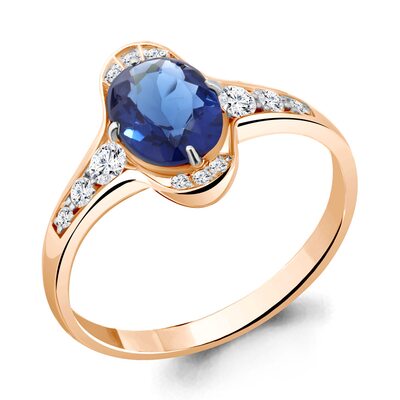 Кольцо с сапфиром и бриллиантами из золота 585 пробы