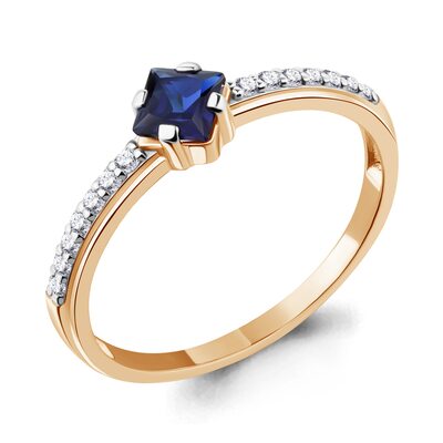 Кольцо с сапфиром и бриллиантами из золота 585 пробы