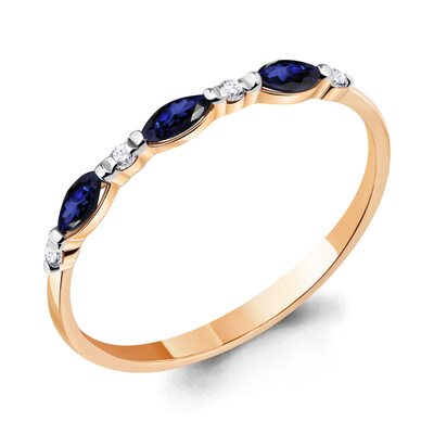 Кольцо с сапфирами и бриллиантами из золота 585 пробы