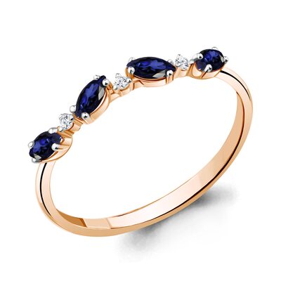 Кольцо с сапфирами и бриллиантами из золота 585 пробы