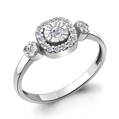 Кольцо с бриллиантами из белого золота 585 пробы