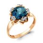 Кольцо с топазом London Blue и бриллиантами из золота 585 пробы 