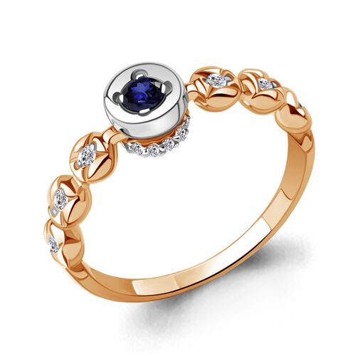 Кольцо с сапфиром и бриллиантами из золота 585 пробы