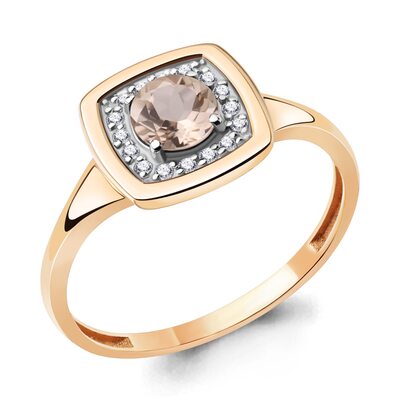 Кольцо с морганитом и бриллиантами из золота 585 пробы