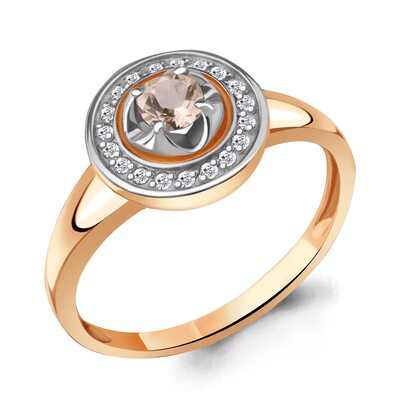 Кольцо с морганитом и бриллиантами из золота 585 пробы