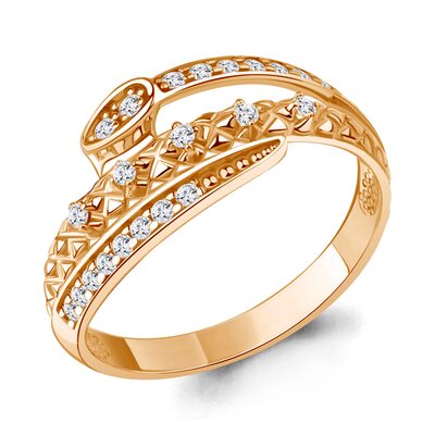 Кольцо "Змея" с бриллиантами из золота 585 пробы