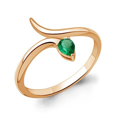 Кольцо "Змея" с изумрудом из золота 585 пробы