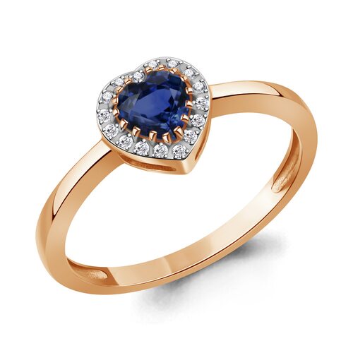 Кольцо "Сердце" с сапфиром и бриллиантами из золота 585 пробы