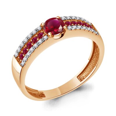 Кольцо с рубинами и бриллиантами из золота 585 пробы