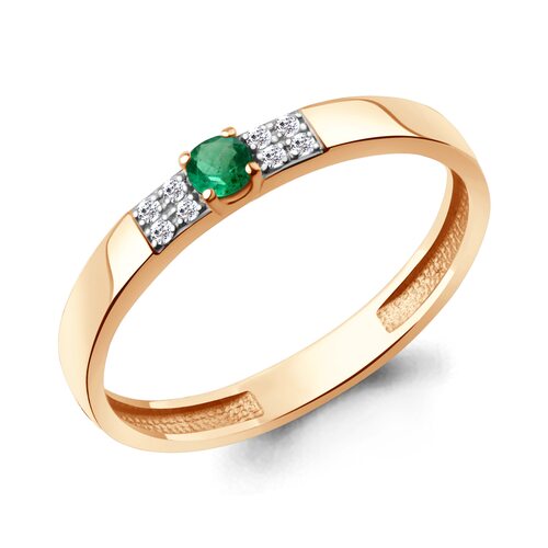 Кольцо с изумрудом и бриллиантами из золота 585 пробы