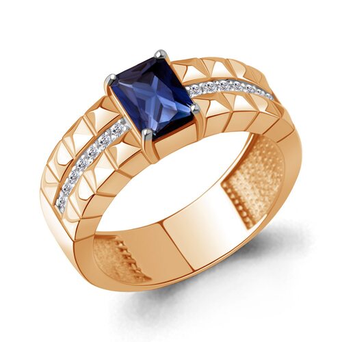 Кольцо с сапфиром и бриллиантами из золота 585 пробы