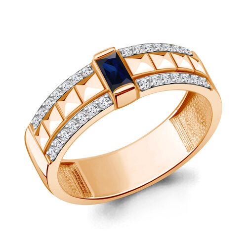 Кольцо с сапфиром и бриллиантами из золота 585 пробы