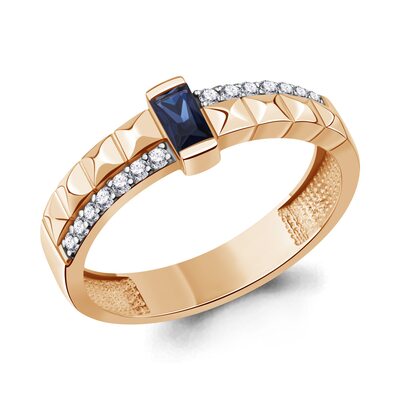 Кольцо с сапфиром и бриллиантами из золота 585 пробы