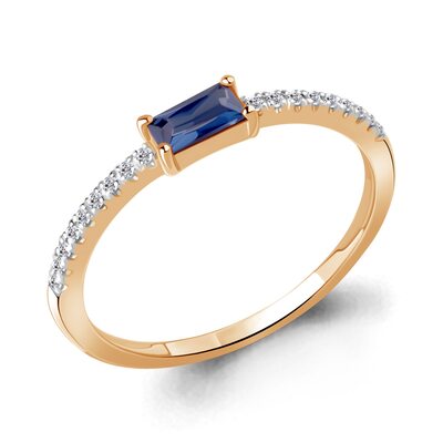 Кольцо с сапфиром и бриллиантами из золота 585 пробы