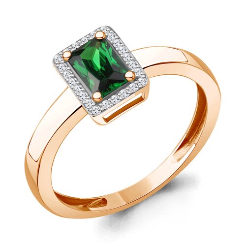 Кольцо с изумрудом и бриллиантами из золота 585 пробы