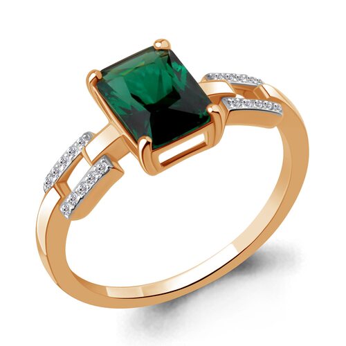 Кольцо с изумрудом и бриллиантами из золота 585 пробы