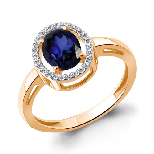 Кольцо с сапфиром и бриллиантами из золота 585 пробы