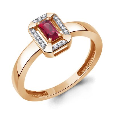 Кольцо с рубином и бриллиантами из золота 585 пробы