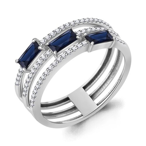 Кольцо с сапфирами и бриллиантами из белого золота 585 пробы