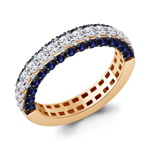 Кольцо с сапфирами и бриллиантами из золота 585 пробы