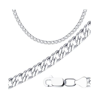 Цепь плетения "Двойной ромб" из серебра 925 пробы 