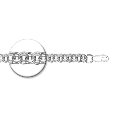 Цепь плетения "Бисмарк" с алмазной гранью из серебра 925 пробы 