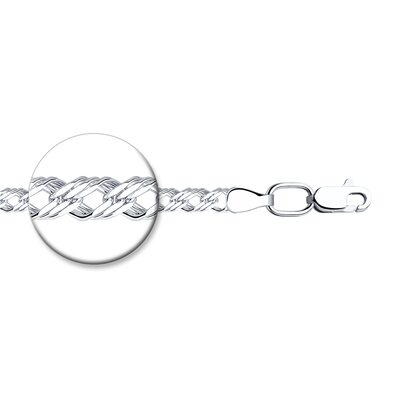 Цепь плетения "Тройной ромб" из серебра 925 пробы