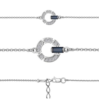 Браслет с сапфиром и бриллиантами из белого золота 585 пробы