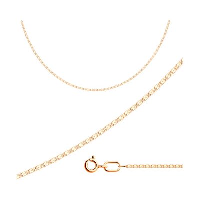 Цепь плетения "Улитка" из серебра 925 пробы с позолотой