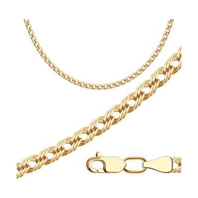 Цепь плетения "Тройной ромб" из серебра 925 пробы с позолотой