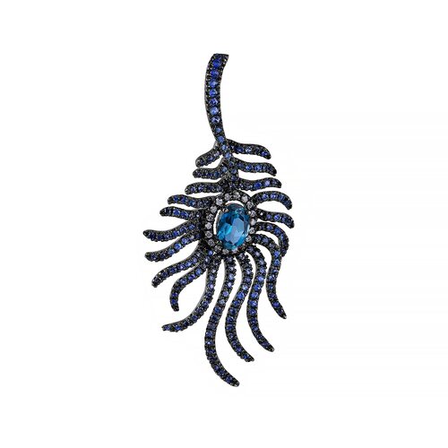 Подвеска с топазом, сапфирами и бриллиантами из черного золота 585 пробы