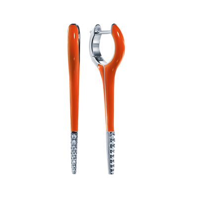 Серьги с фианитами и эмалью из серебра 925 пробы