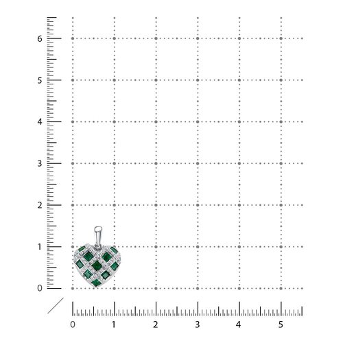 Подвеска "Сердце" с изумрудами и бриллиантами из белого золота 585 пробы