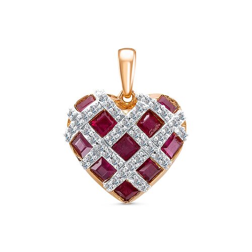 Подвеска с бриллиантами и рубинами из золота 585 пробы