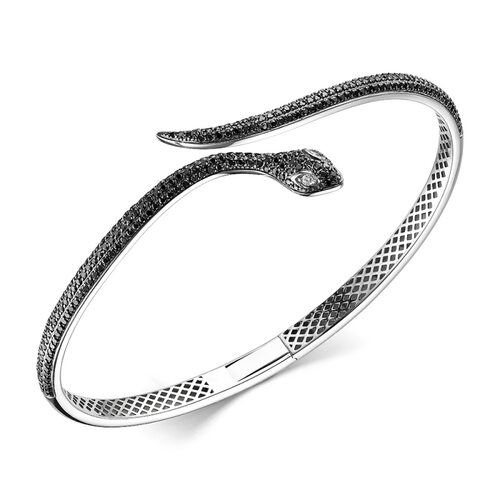 Браслет "Змея" с бриллиантами из белого золота 585 пробы