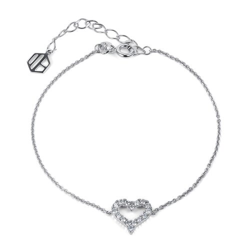 Браслет "Сердце" с бриллиантами из белого золота 585 пробы