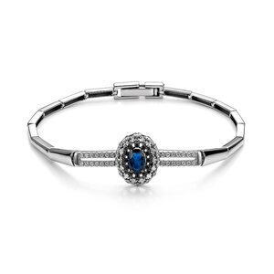 Браслет с сапфиром и бриллиантами из белого золота 585 пробы