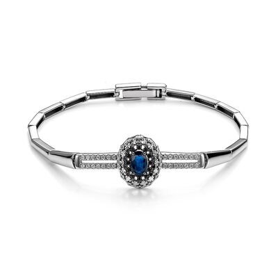 Браслет с сапфиром и бриллиантами из белого золота 585 пробы