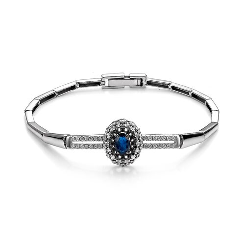 Браслет с сапфиром и бриллиантами из белого золота 585 пробы