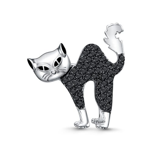 Брошь "Кошка" со шпинелью из серебра 925 пробы