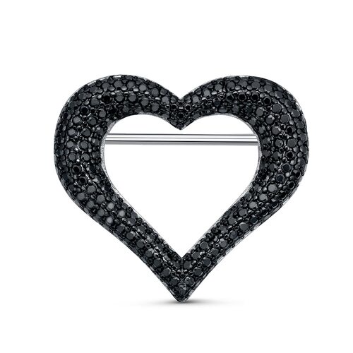 Брошь "Сердце" со шпинелью из серебра 925 пробы