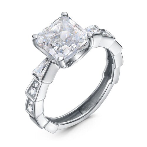 Кольцо с бриллианитами и фианитами из белого золота 585 пробы