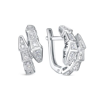 Серьги с фианитом из белого золота 585 пробы