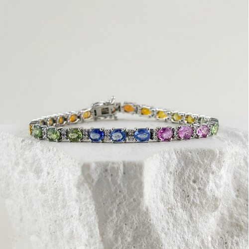 Браслет с сапфирами и бриллиантами из белого золота 585 пробы