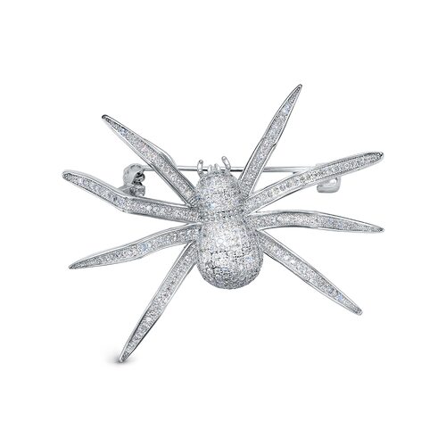 Брошь "Паук" с фианитами из серебра 925 пробы