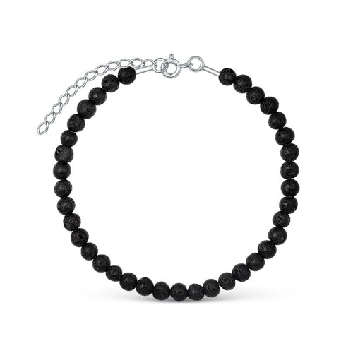 Браслет с вулканической лавой из серебра 925 пробы