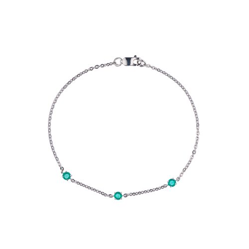 Браслет с изумрудами из серебра 925 пробы