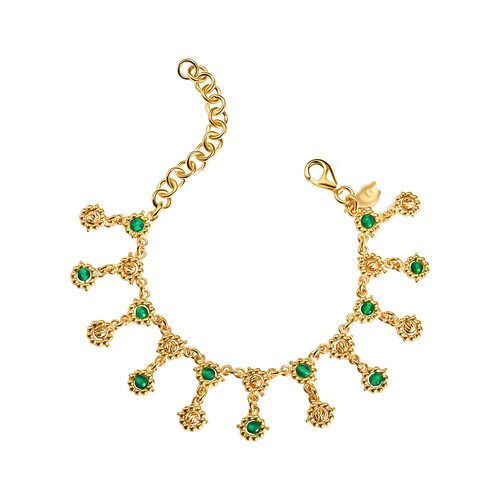 Браслет с агатом из серебра 925 пробы с позолотой