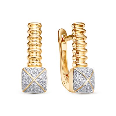 Серьги с бриллиантами из желтого золота 585 пробы