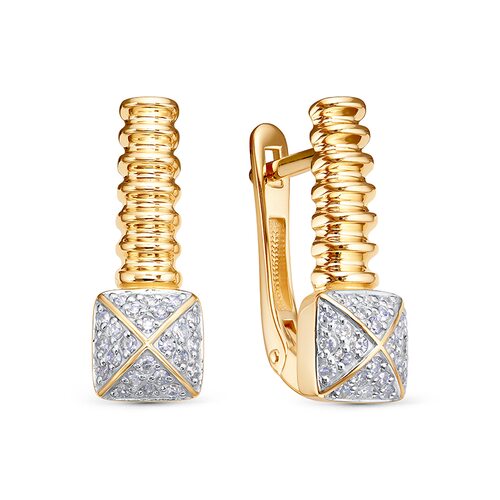 Серьги с бриллиантами из желтого золота 585 пробы